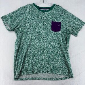 Adidas Originals Mens XL Green Geometric Trefoil All Over Print Pocket T-Shirt